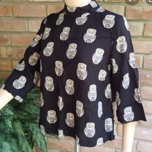 H&M owl blouse, 3/4 sleeve
